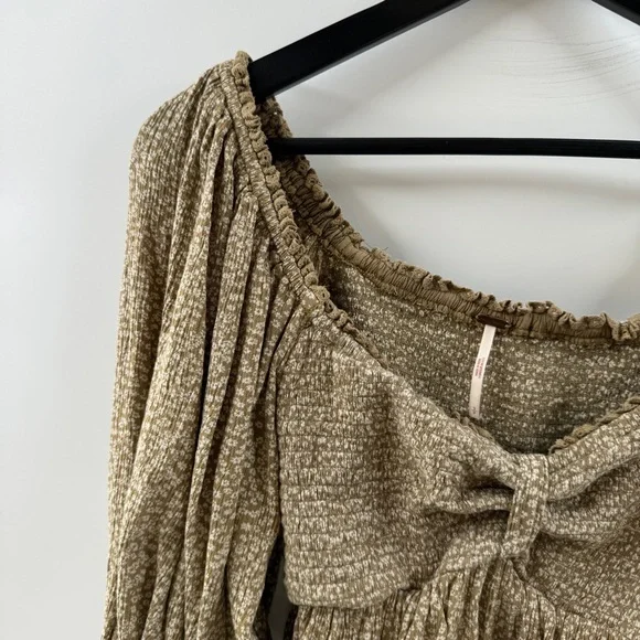 Free People Brittnee Print Smocked Peplum Top – Women’s S - Picture 2 of 8
